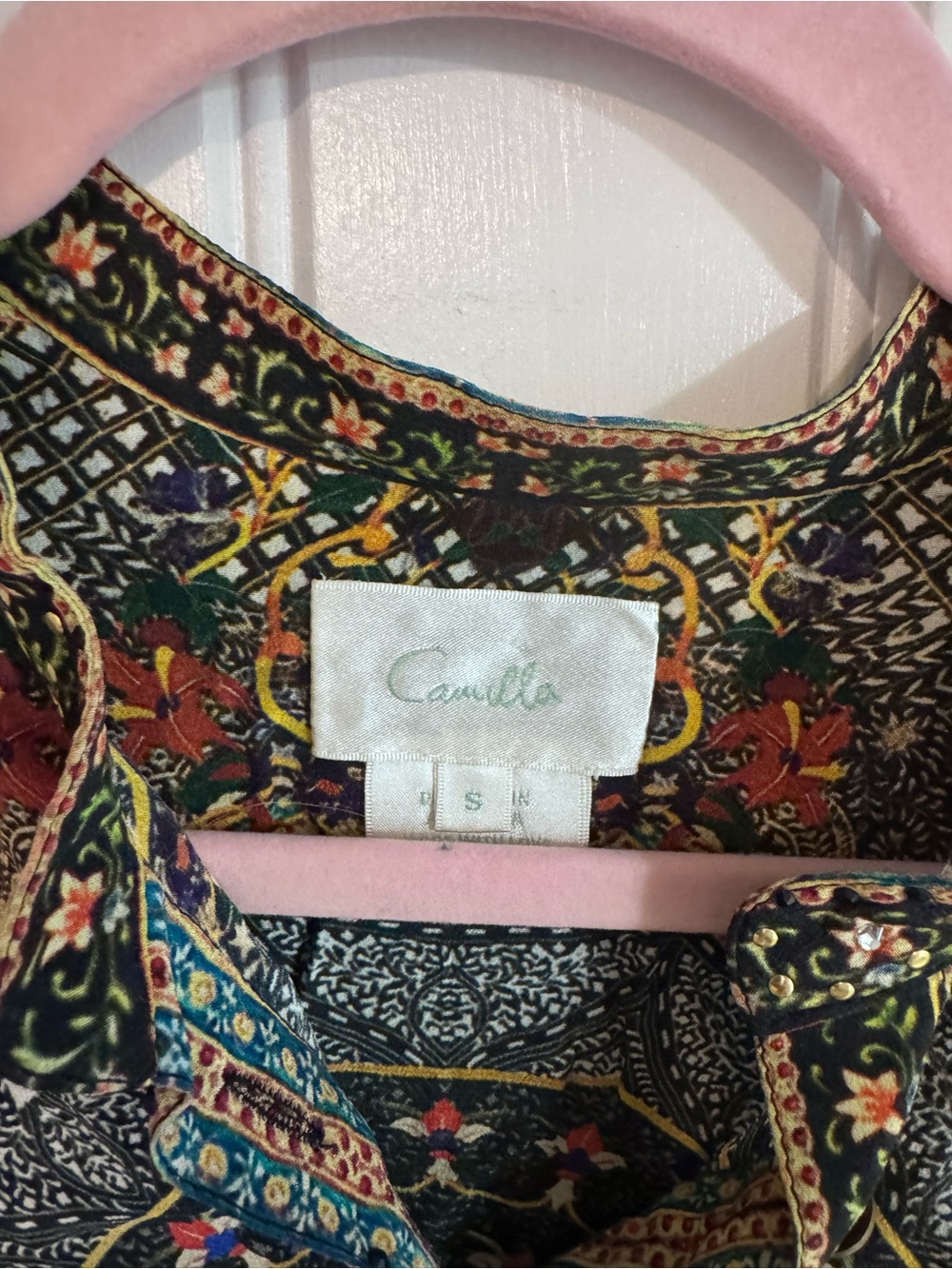 CAMILLA Mama Bakshi Silk Crystal Embellished Blouse Top Size S - Picture 3 of 15